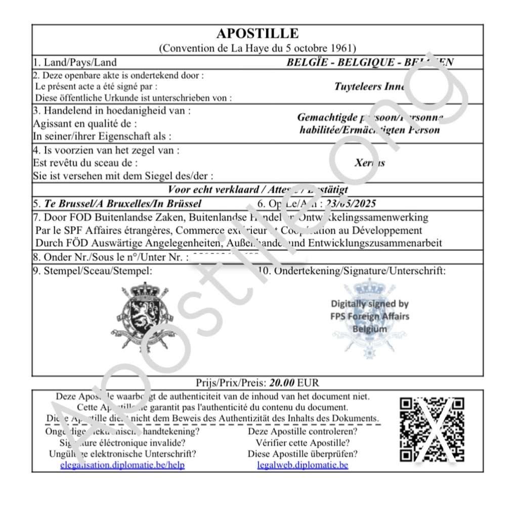 Apostille from Belgium - Sample and Express Apostille Service ...